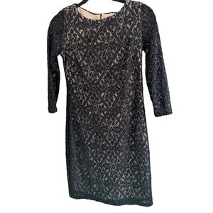 Eliza J Black lace overlay LS cocktail dress Size 2P NWT